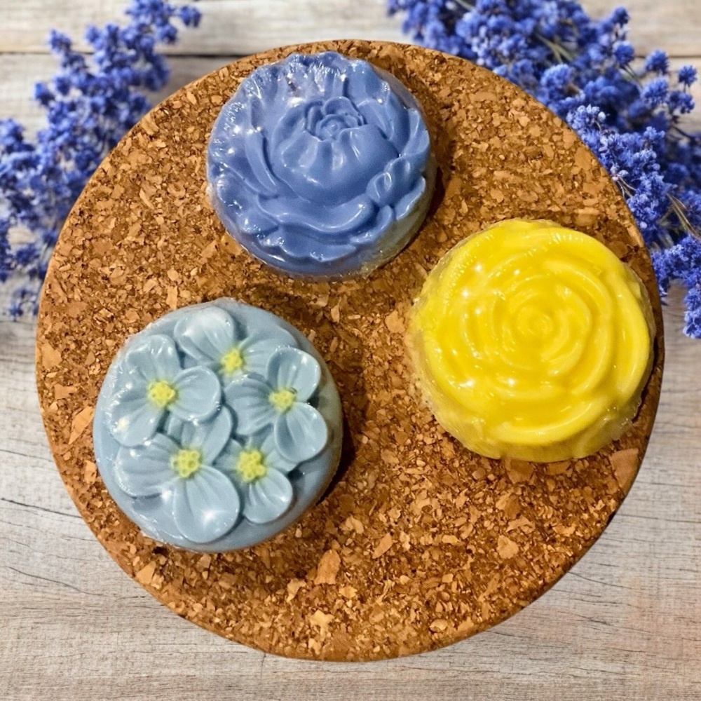 Blue and Yellow Floral Luxury Soap Set of 3